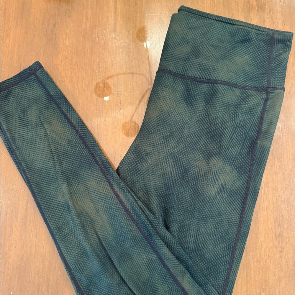 Athleta Textured Dark Green Leggings